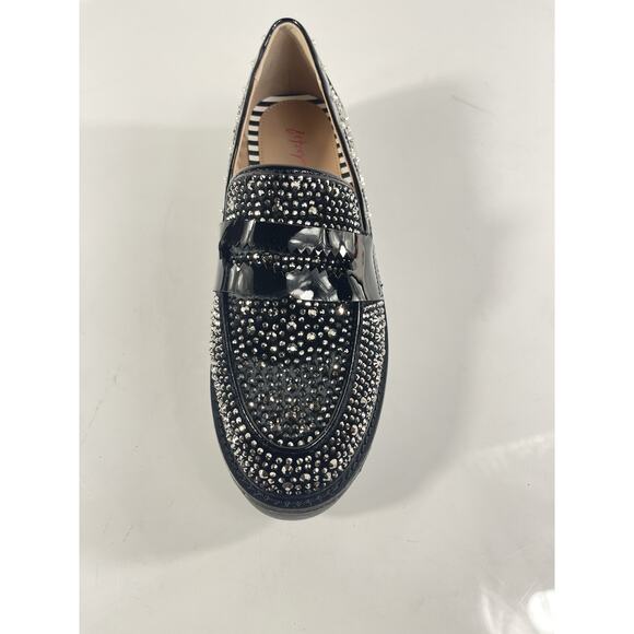 Betsey Johnson Shoes Womens Size 6.5 Black Rhinestone Loafers Studded Pearl Flat - Picture 3 of 11